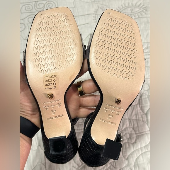 NIB VIncenza Ankle-Strap Bow Heels SzEU 38 / 7-7.5 US Anthro Black Crystal Clear - Picture 11 of 15